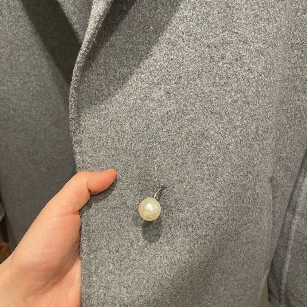 Gray Blazer with Pearl Button